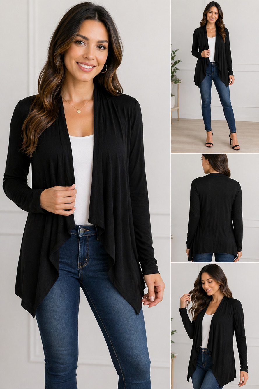 GUESS Black Draped Jacket / Cardigan – Size XS (XS/TP)